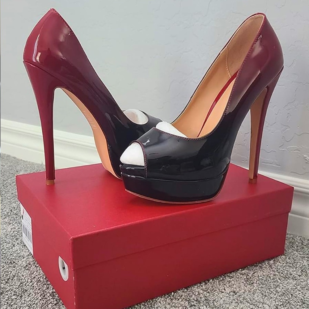 Women's Platform Stiletto Heels Shoes Peep Toe Pumps 6 inch Heels